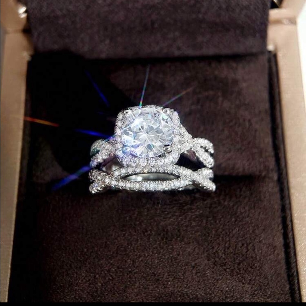 Silver Engagement Style Ring Set - Picture 2 of 3